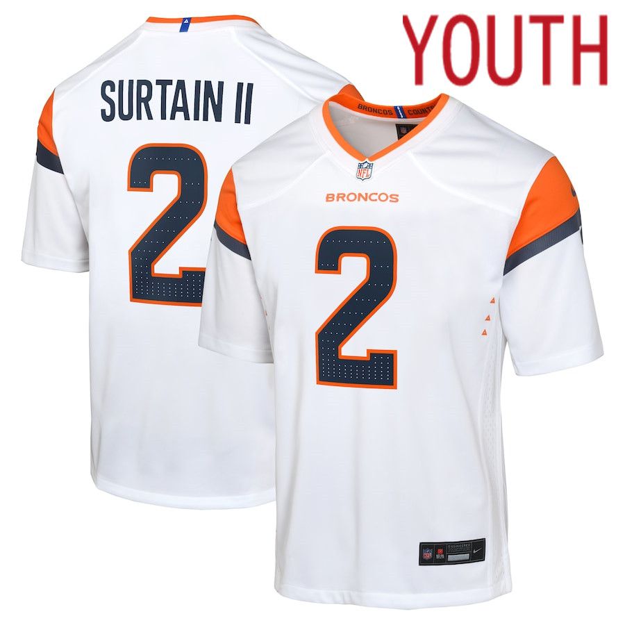 Youth Denver Broncos 2 Patrick Surtain II Nike White Game NFL Jersey